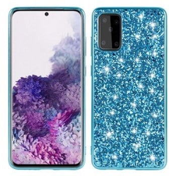 Ударозащитный чехол Glittery Powder на Samsung Galaxy S20 - синий