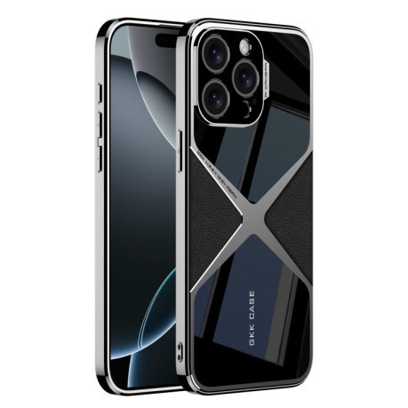 Противоударный чехол GKK Leather Electroplating Supersonic Speed Shockproof для iPhone 16 Pro Max - черный