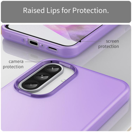 Противоударный чехол Frosted Translucent TPU Hybrid PC для Samsung Galaxy A56 5G - фиолетовый
