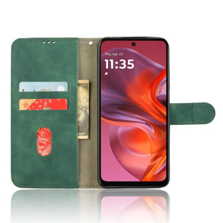 Чехол-книжка Retro Skin Feel Business Magnetic на Motorola Moto G05 - зеленый