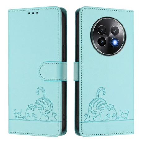 Чохол-книжка Cat Embossing Patternна на Realme 13+ 5G/13 Pro 5G/13 Pro+ - зелений