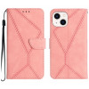 Чохол-книжка Stitching Embossed Leather iPhone 15 -рожевий
