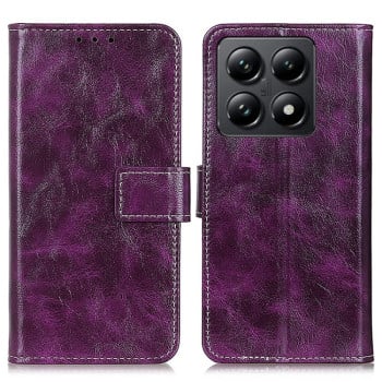 Чехол-книжка Magnetic Retro Crazy Horse Texture на Xiaomi 14T - фиолетовый