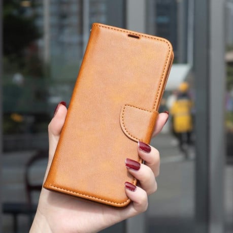 Чехол-книжка Lambskin Texture Pure Color на Xiaomi Redmi 15C 5G/4G EU 173mm/Poco C85 5G - желтый