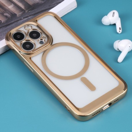 Противоударный чехол Classic Electroplating (Magsafe) для iPhone 14 Plus - золотой