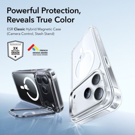 Оригінальний чохол ESR Classic Hybrid з підставкою Kickstand та з MagSafe на iPhone 17 Pro - Clear