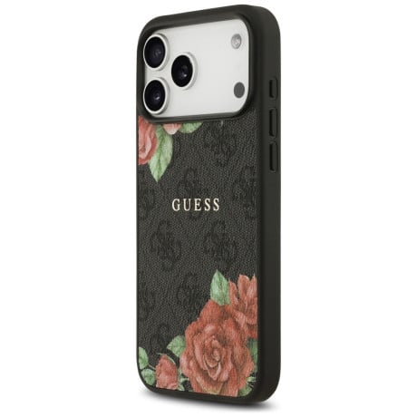 Оригинальный чехол Guess 4G Flowers Print с MagSafe на iPhone 17 Pro - black