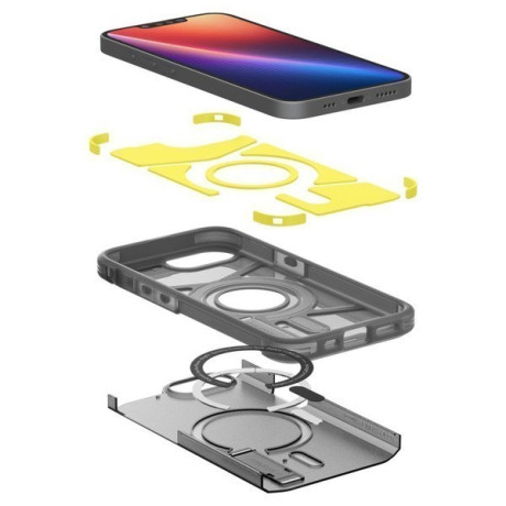 Оригинальный чехол Spigen Tough Armor MagSafe на iPhone 16e - Clear Gray