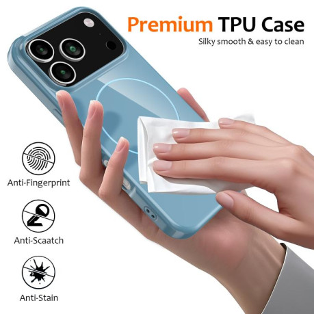 Противоударный чехол Glossy TPU Shockproof MagSafe на iPhone 17 Pro - синий
