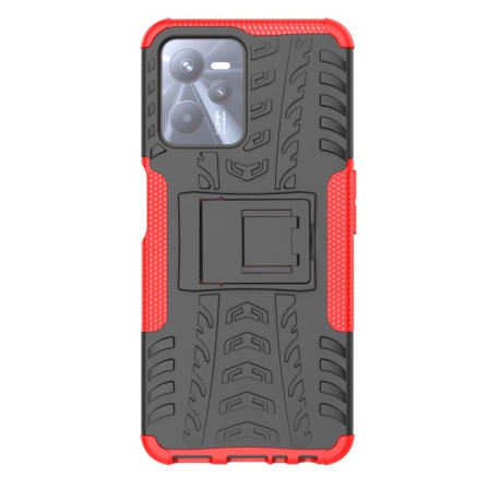 Противоударный чехол Tire Texture на Realme C35 - красный