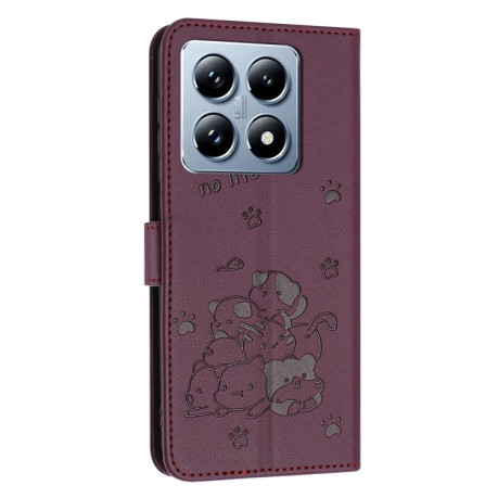 Чохол-книжка Diamond Embossed Skin Feel для Xiaomi 14T Pro 5G - винно-червоний
