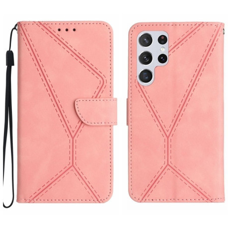 Чехол-книжка Stitching Embossed Leather для Samsung Galaxy S25 Ultra 5G - розовый