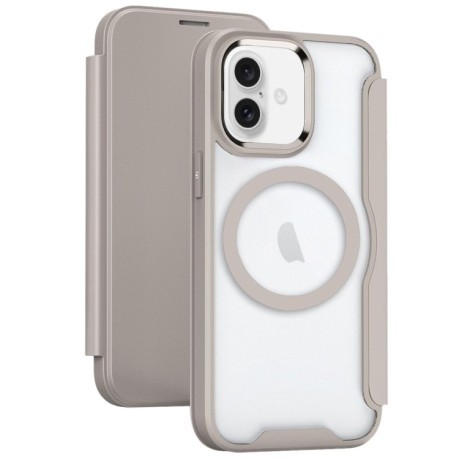 Чехол-книжка RFID Blocking Adsorption Flip MagSafe Leather на iPhone 16 - хаки