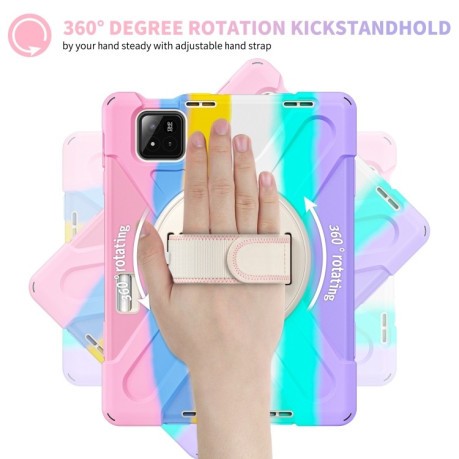 Чехол Rotatable Holder Silicone Hybrid PC для Xiaomi Pad 7 / 7 Pro - Pink