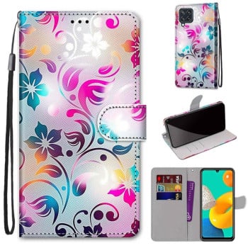 Чехол-книжка Coloured Drawing Cross для Samsung Galaxy M32/A22 4G - Gradient Colorful Flower