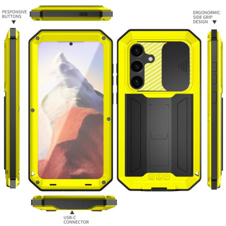 Протиударний чохол R-JUST ковзний захист камери + захист екрану для Samsung Galaxy S25 5G - жовтий