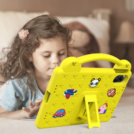Противоударный чехол EVA Handle Kickstand Children для Xiaomi Redmi Pad 2 11 2025 - жовтий