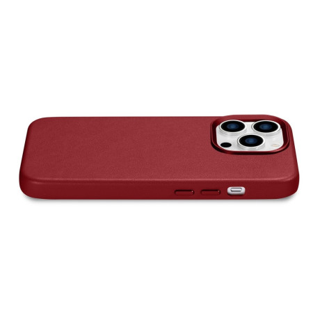 Шкіряний чохол iCarer Genuine Leather (MagSafe) для iPhone 14 Pro Max - червоний