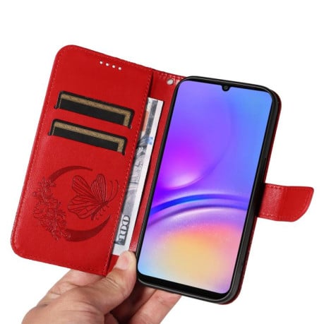 Чехол-книжка Swallowtail Butterfly Embossed Leather на Samsung Galaxy A07 5G - красный