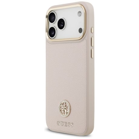 Оригинальный чехол Guess Grained Strass Logo с MagSafe на iPhone 17 Pro Max - pink