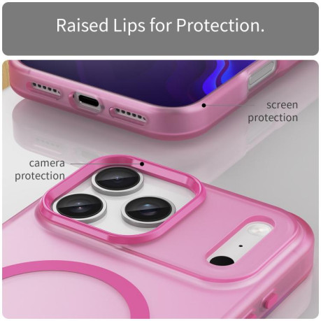 Противоударный чехол MagSafe Frosted Translucent TPU + PC для iPhone 17 Pro Max - розовый