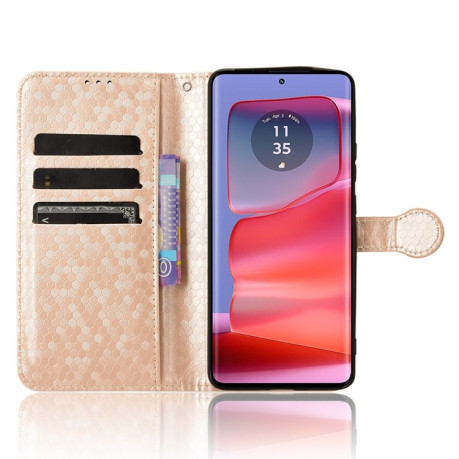 Чехол-книжка Honeycomb Dot для Motorola Edge 50 Pro - золотой