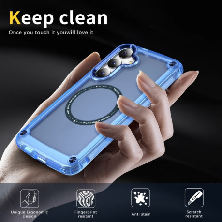 Протиударний чохол Skin Feel TPU + PC MagSafe Magnetic для Samsung Galaxy S25 5G - синій