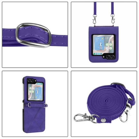 Чохол-книжка Crossbody 3D Embossed Samsung Galaxy Flip 5 5G - фіолетовий