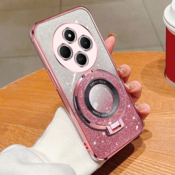 Протиударний чохол Plated Gradient Glitter Round Holder для Xiaomi Redmi 14C 4G/Poco C75/Redmi A4 5G - рожевий