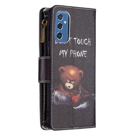 Чехол-кошелек Colored Drawing Pattern Zipper для Samsung Galaxy M52 5G - Bear