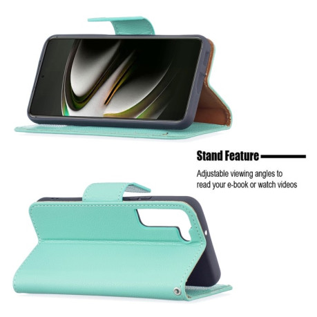 Чехол-книжка Litchi Texture Pure Color на Samsung Galaxy S22 5G - зеленый