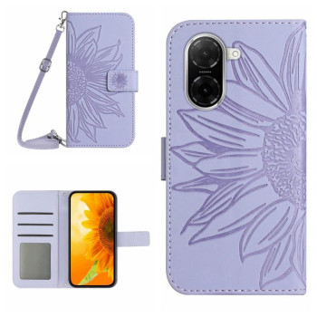 Чехол-книжка Skin Feel с рисунком подсолнуха на Xiaomi Redmi A5 4G 173.3mm - фиолетовый