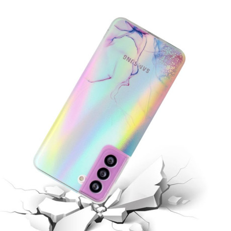 Противоударный чехол Laser Marble Pattern для Samsung Galaxy S22 5G - розовый