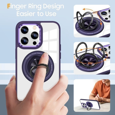 Ударозащитный чехол Magnetic Rotating Ring Holder на iPhone 16 Pro Max - фиолетовый