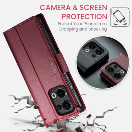 Чохол-книжка CaseMe 023 Butterfly Buckle Litchi Texture RFID Anti-theft Leather для OPPO Reno13 - червоний