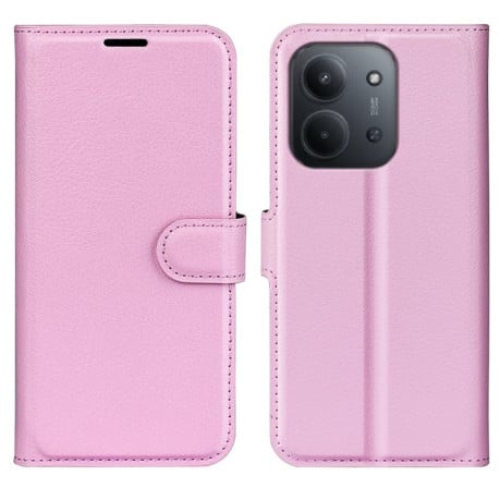 Чехол-книжка с фактурой Litchi и магнитным хлястиком на Xiaomi Redmi 15C 5G / 4G EU 173mm - розовый