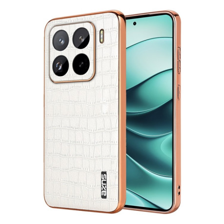 Чехол AZNS Electroplated Frame Crocodile Texture на Xiaomi 15 Pro - белый