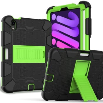 Противоударный чехол Two-Color Robot для iPad mini 7/ mini 6 - черно-зеленый
