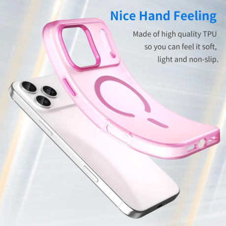 Противоударный чехол MagSafe Frosted Translucent TPU + PC для iPhone 17 Pro Max - розовый