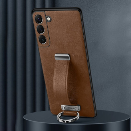 Противоударный чехол SULADA Leather Texture Skin Feel Shockproof для Samsung Galaxy S25+ 5G - коричневый