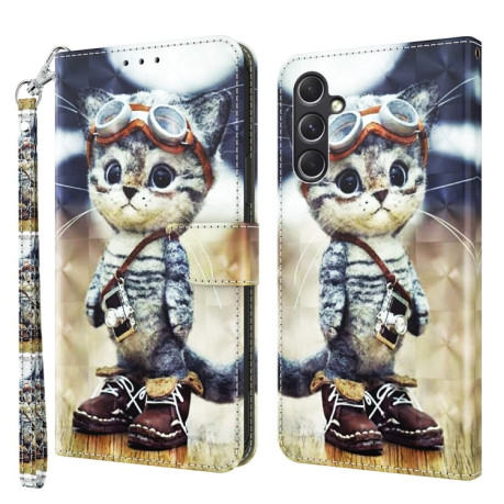 Чехол-книжка 3D Painting для Samsung Galaxy A55 5G - Cat