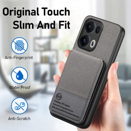 Чохол Twill Fabric Leather Vertical Flip RFID для OPPO Reno13 Pro Global - сірий