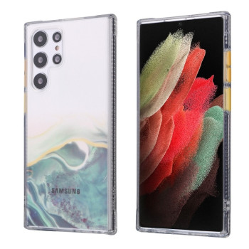 Протиударний чохол Marble Pattern Glittery Powder Samsung Galaxy S22 Ultra 5G - зелений