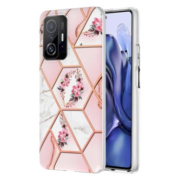 Противоударный чехол Electroplating IMD для Xiaomi Mi 11T / Mi 11T Pro - Pink Flower