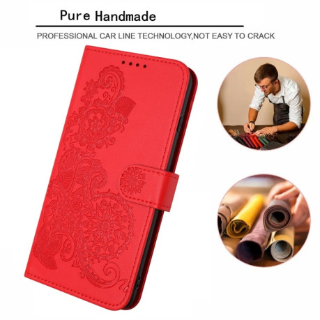 Чехол-книжка Totem Embossed Magnetic Leather на OPPO A58 4G - красный