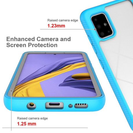 Противоударный чехол Two-layer Design  на Samsung A51-голубой