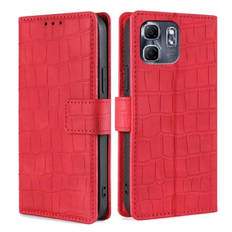 Чехол-книжка Skin Feel Crocodile Texture для Infinix Hot 50i 4G - красный