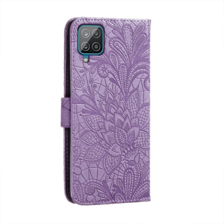 Чохол-книжка Lace Flower Embossing Samsung Galaxy M32/A22 4G - фіолетовий