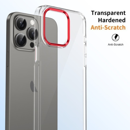 Протиударний чохол Ice Feel HD Transparent PC Full Coverage для iPhone 16 Pro Max - червоний