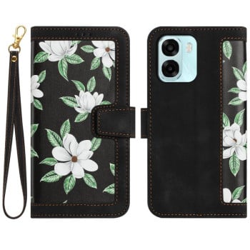 Чохол-книжка Floral Pattern Leather на OPPO A6 Pro 5G — чорний